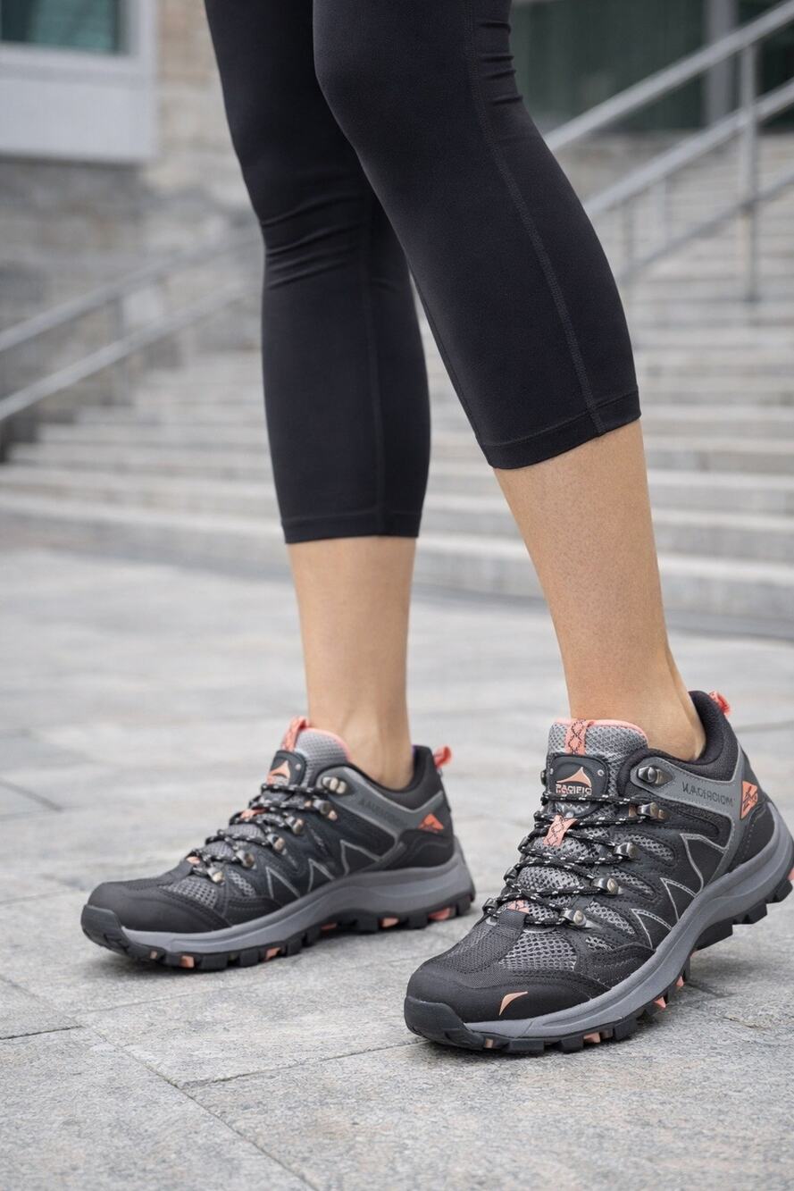 Pacific Mountain women's 7.5 Black & salmon Cheyenne Low Hiking Shoes New in box